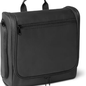 Amazon Essentials Waterproof Travel Toiletry Bag for Men and Women, Hanging Dopp Kit with Multiple Interior Pockets, 2 Side Pockets, Black, 10" x 4" x 10"