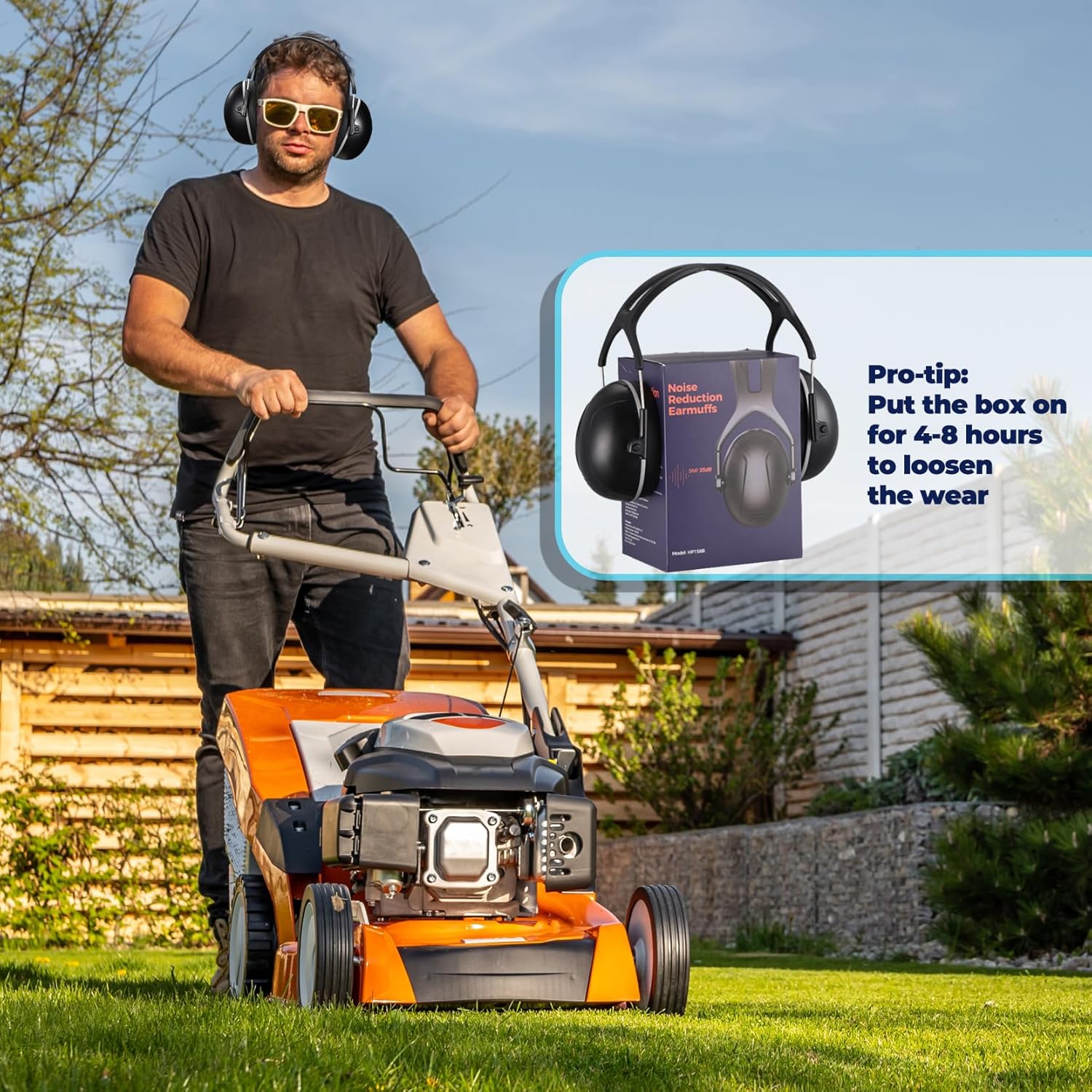 SNR 35dB High Noise Cancelling Ear Muffs, Ear Protection for Mowing, Adult Noise Cancelling Headphones for Autism, Hearing Protection Ear Muffs for Noise, Noise Reduction Earmuffs for Shooting,Mowing - Image 6