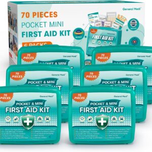 General Medi 420 Piece First Aid Kit, 6 Individual Boxes of 70 Items Each - Contains Premium Medical Supplies for Travel, Home, Office, Vehicle, Camping, Workplace & Outdoor (420 pcs, 6 Pack)