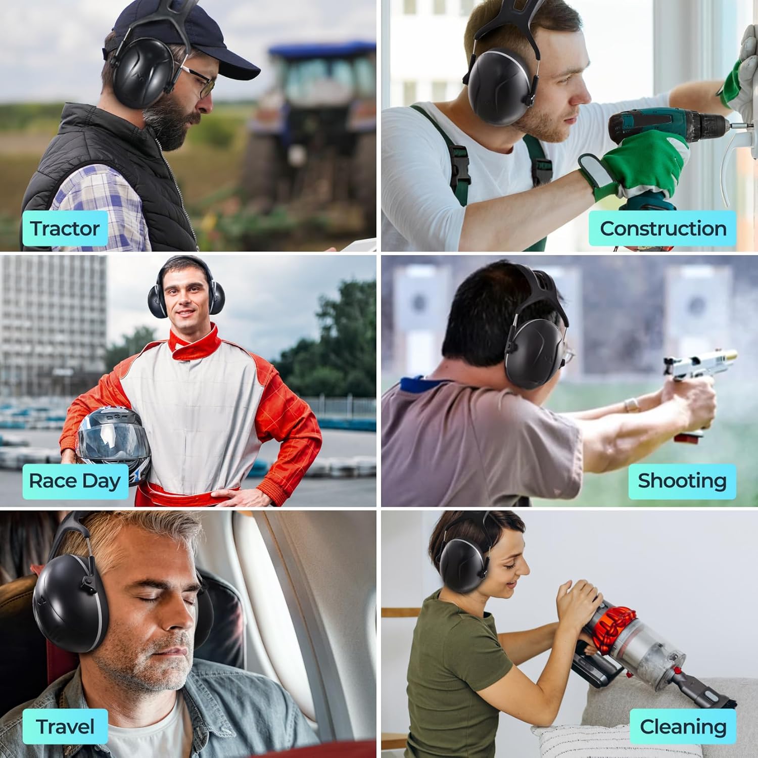 SNR 35dB High Noise Cancelling Ear Muffs, Ear Protection for Mowing, Adult Noise Cancelling Headphones for Autism, Hearing Protection Ear Muffs for Noise, Noise Reduction Earmuffs for Shooting,Mowing - Image 8