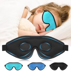 Coume Sleep Mask for Kids 3D Light Block Sleeping Blindfold Memory Foam Contoured Eye Mask with Adjustable Strap Zero Pressure Eye Cover for Boys Girls for Travel Home Office Meditation(Green)