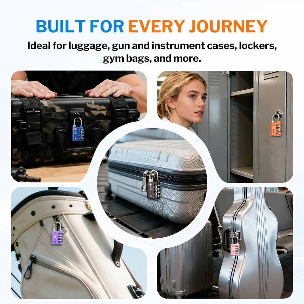 Forge Dual-Opening: Key or Combination Lock, TSA Approved Lock for Luggage, Pelican case, Travel, Gym, School, Luggage Combination Lock, Travel Bag Lock (Pink 2 Pk) - Image 4