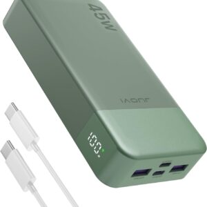 J2621 Power Bank Portable Charger 20000mAh 45W, PD3.0 QC 4.0 Fast Charging Battery Pack with LED Display,2 USB-C,2 USB-A for iPhone 15 16, MacBook