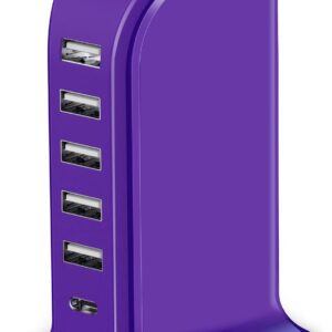 iPhone Charger Fast Charging Upoy, Multi Device USB Charging Station, 6 Ports USB Blocks, Power Adapter 1 USB C + 5 USB A Ports, Kawaii Electronics Accessories, Essentials for Travel, Vacation, Home