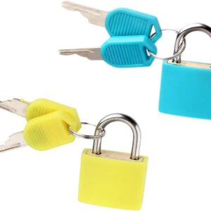 2 Pack TSA Approved Luggage Locks - Suitcase Padlocks with Keys, Travel Baggage Locks for School Gym Lockers, Laptop Bags & Outdoor Gear (Sky Blue + Yellow)