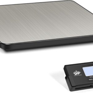 QP Shipping Scale, 440 lb/0.35 oz High Accuracy Digital Postal Scale, Postage Scale, Wireless LCD Display, Hold/Tare Function, Lightweight Scale for Packages/Luggage/Pet, Battery & AC Adapter Included