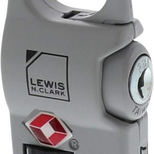 Lewis N. Clark TSA Approved Luggage Clip Lock for Suitcase, Carry On, BackPack, Laptop Bag + Purse, Set + Reset Your Own Combination In 30 Seconds, Gray