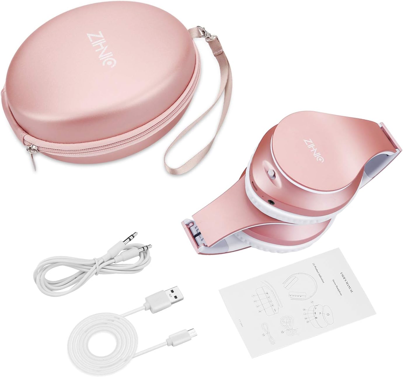 ZIHNIC Bluetooth Headphones Over-Ear, Foldable Wireless and Wired Stereo Headset Micro SD/TF, FM for Cell Phone,PC,Soft Earmuffs &Light Weight for Prolonged Wearing(Rose Gold) - Image 7