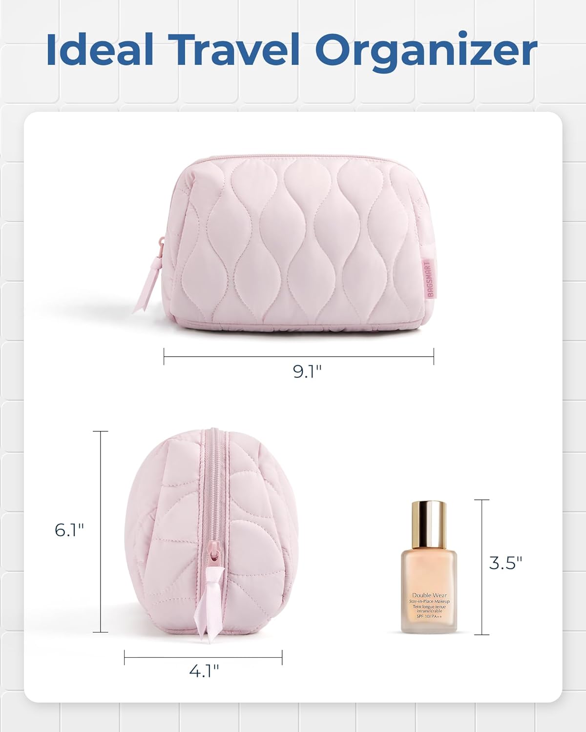 BAGSMART Makeup Bag, Travel Cosmetic Bag, Puffy Padded Make Up Bag for Women, Makeup Organizer Case, Wide-open Pouch Purse, Travel Essentials, Toiletries Accessories Brushes, Black - Image 6