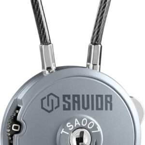 Savior Equipment Quality TSA-Approved 3-Digit Combination Cable Travel Luggage Locks for Rifle Bag Firearm Gun Case Accessories Ammo Boxes Outdoor Storage, SW Gray, 1-Pack