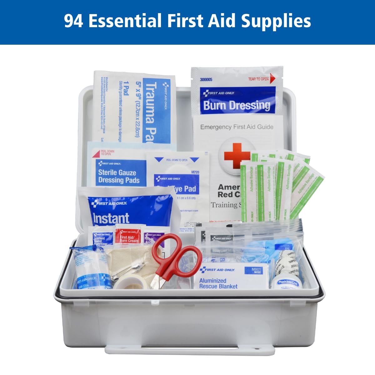 First Aid Only 91324 ANSI A 2021 and OSHA Compliant First Aid Kit, 25-Person Emergency First Aid Kit for Business, Home, Car, and Worksites, 94 Pieces - Image 2
