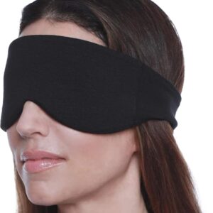 Happyluxe Escape Sleep Mask - Buttery Soft Airplane Eye Mask for Sleeping or Napping in Bed. Machine Washable. - Jet Black, Made in USA