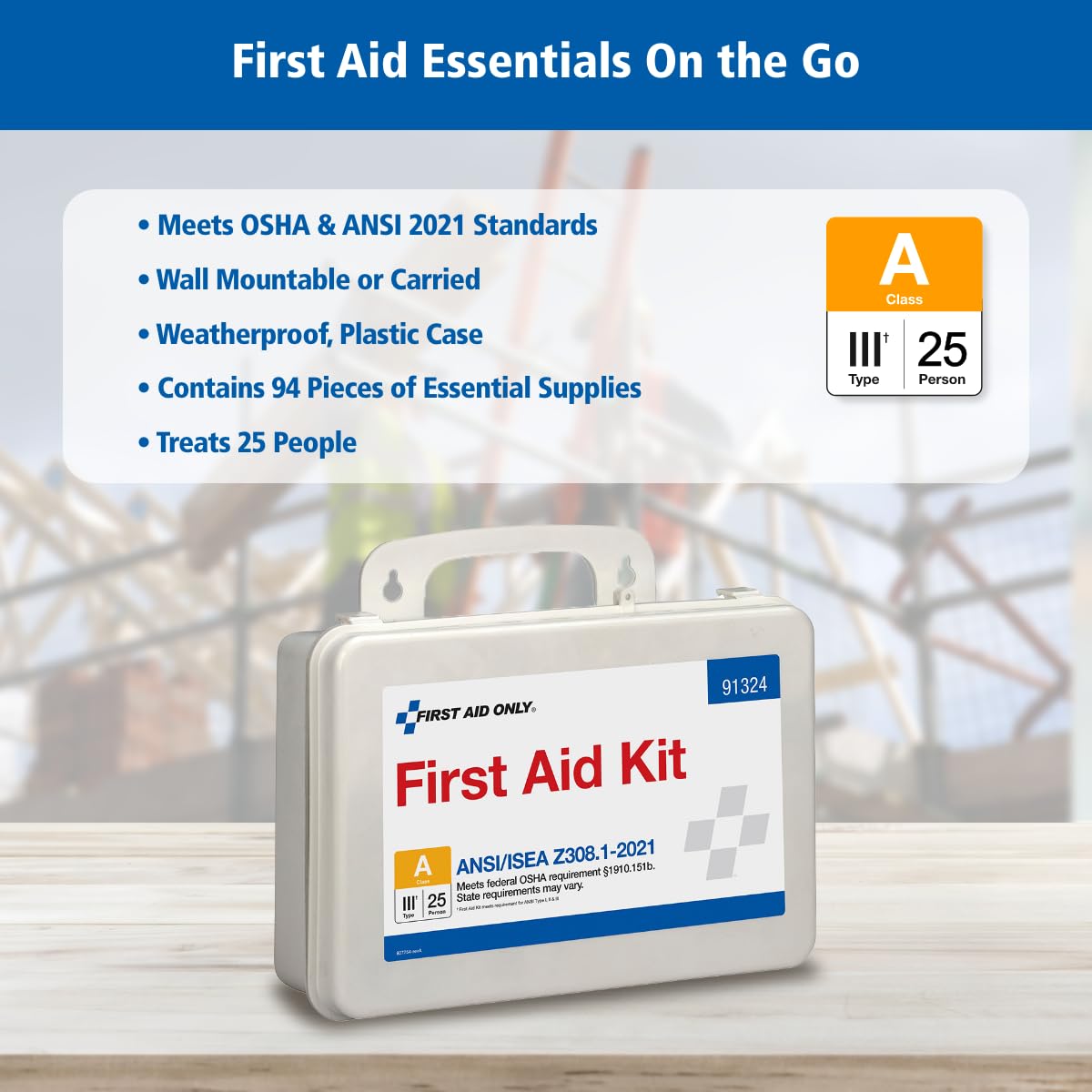 First Aid Only 91324 ANSI A 2021 and OSHA Compliant First Aid Kit, 25-Person Emergency First Aid Kit for Business, Home, Car, and Worksites, 94 Pieces - Image 5