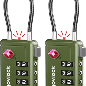 Luggage Locks TSA Approved with Inspection Indicator and Resettable 4-Digit, Easy-to-Read Combination, TSA Locks for Luggage, Suitcases, Backpacks & Travel Bags, Green, 2-Pack