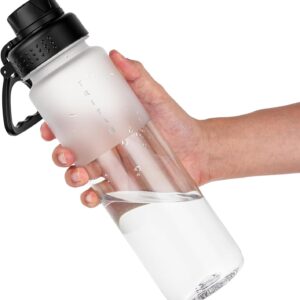 OLDLEY 32oz Frosted Clear Water Bottle, BPA-Free Tritan Plastic Reusable Water Bottle with Fast-Flow Spout Lid, Wide Mouth Leakproof Sports Drinking Bottle for Gym, School, Office, Travel,Clear