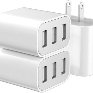 3-Port USB Wall Charger,Compatible with iPhone 14/13/12/11 Pro Max,Mini,SE,XR,XS MAX,XS, X,8 Plus, iPad Pro, Air, Mini,Samsung Galaxy S5 S6 S7 Edge,LG,Android and More (3, USB Type A)
