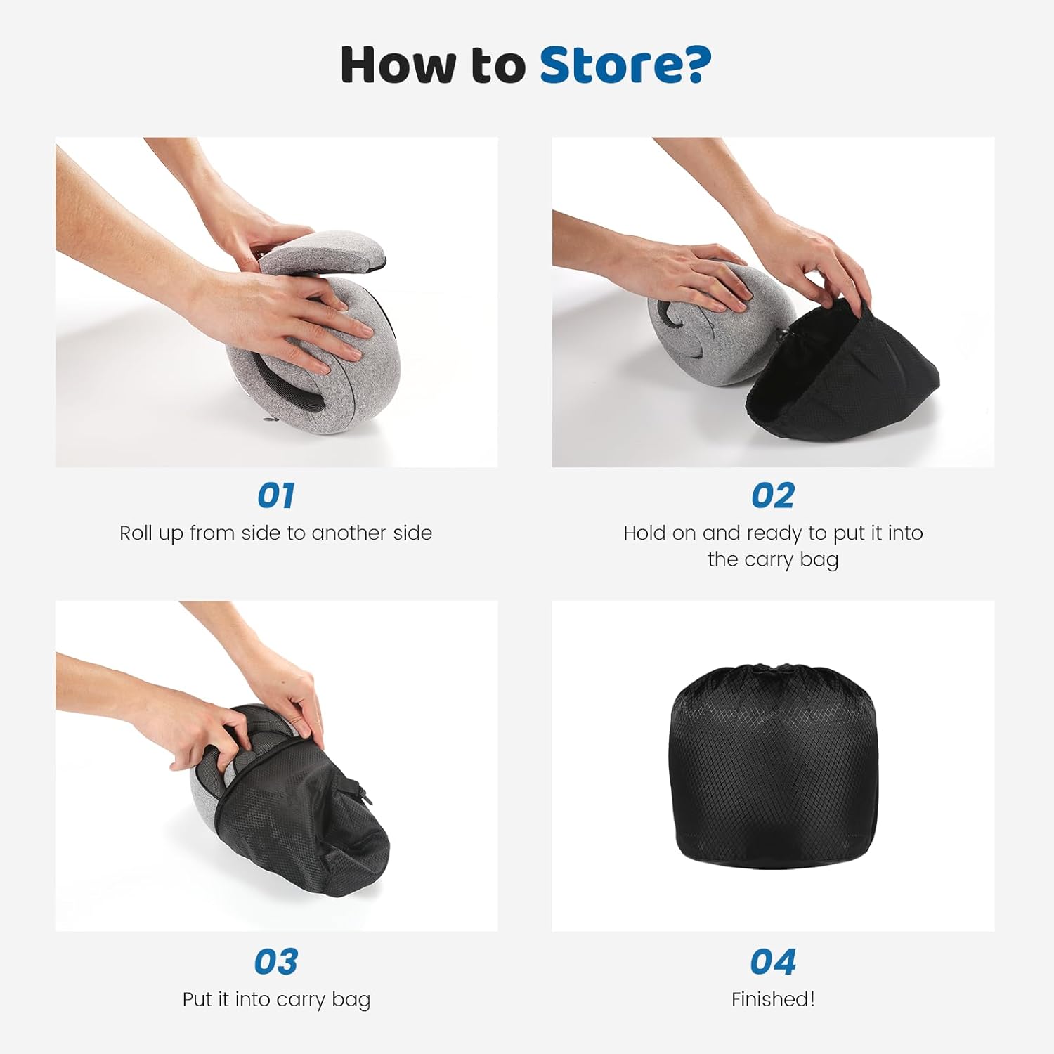 Neck Pillow Airplane,100% Pure Memory FoamTravel Neck Pillow Travel Neck Support Ergonomic &Portable Design Best for Sleeping Plane Car Train Office Flight (Small Grey) - Image 6