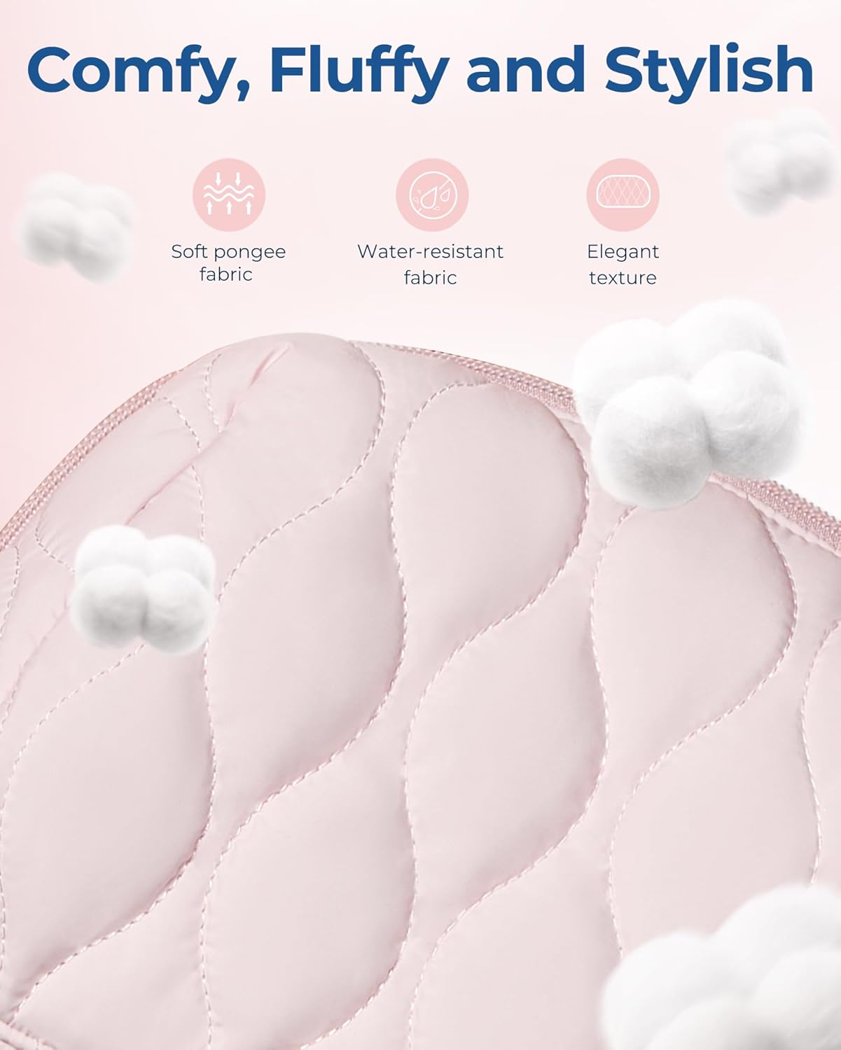 BAGSMART Makeup Bag, Travel Cosmetic Bag, Puffy Padded Make Up Bag for Women, Makeup Organizer Case, Wide-open Pouch Purse, Travel Essentials, Toiletries Accessories Brushes, Black - Image 4