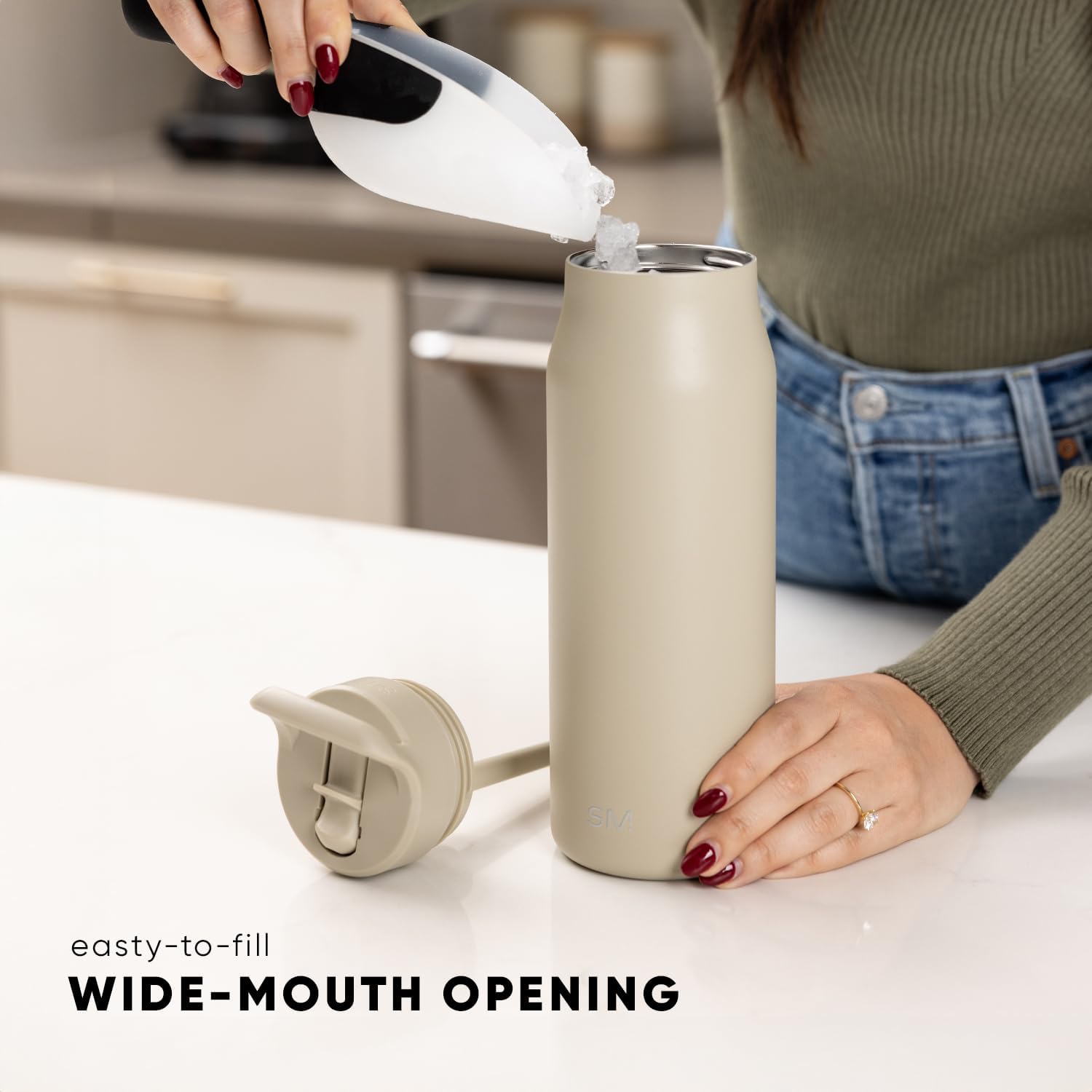 Simple Modern Water Bottle with Straw lid | Insulated Stainless Steel Thermos | Reusable Travel Water Bottles for Gym & Sports | Leak Proof & BPA Free | 34oz, Almond Birch - Image 5