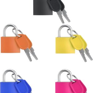 5 Pcs Suitcase Locks with Keys, Small Padlock with Key, Luggage Padlocks, Mini Keyed Padlock for Travel Bags, School Gym Locker, Toolbox - 23mm (Colorful)
