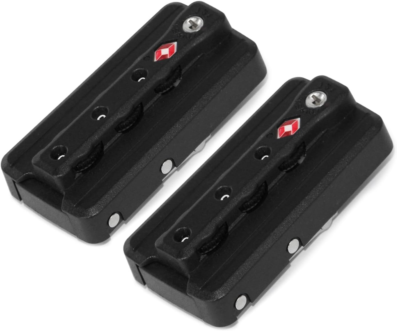 2-Pack TSA Approved Luggage Locks, 3-Digit Combination Replacement Lock for Zipperless Aluminum Suitcase, External Mount Travel Lock for Hard Shell Luggage (Black) JS-6050