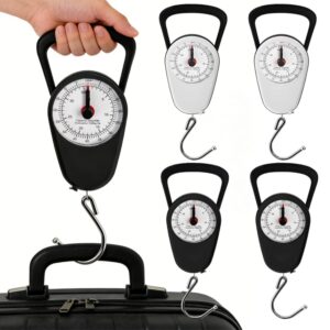 4 Pack Luggage Weight Scale, 80 Lbs Portable Fishing Hanging Scale with Tape Measure and Hook, Dual Unit Travel Suitcase Kitchen Dial Weight Scale for Shopping Traveling Food Weighing