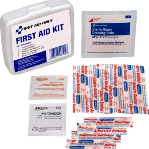 First Aid Only PhysiciansCare On-The-Go Emergency First Aid Kit for Home, Work, and Travel, 13 Pieces (Antiseptic wipes, Sting Relief wipes, Gauze pads, Bandages)