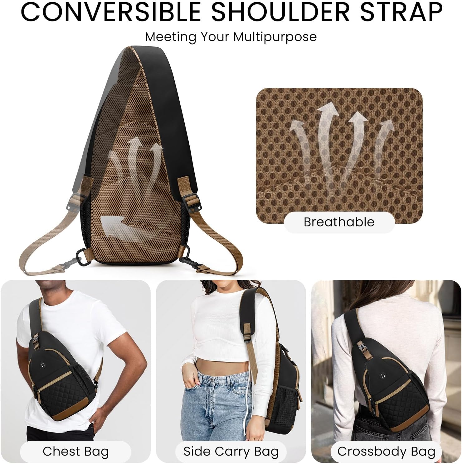 Small Crossbody Purses Bags for Women Men Travel, Chest Sling Bag Women Casual Cross Body Bag for Woman Sling Backpack - Image 4