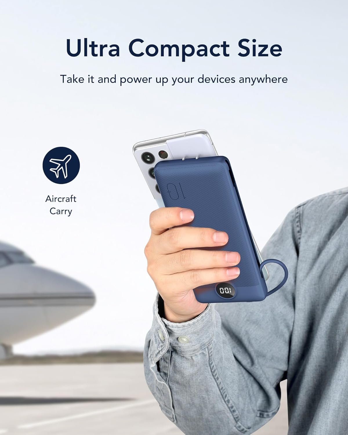 VEGER Portable Charger with Built-in AC Plug and Cables, All in One 10000mAh Ultra Slim Power Bank Travel Essentials, Fast Charging Battery Pack Compatible with iPhone, Samsung, Android (Navy) - Image 8