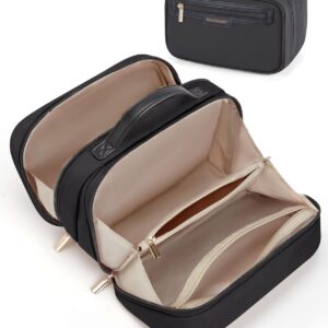BAGSMART Travel Makeup Bag, Make Up Bag with Multiple Compartments for Organizer, Durable & Compact Cosmetic Organizer for Women for Travel Accessories (Black