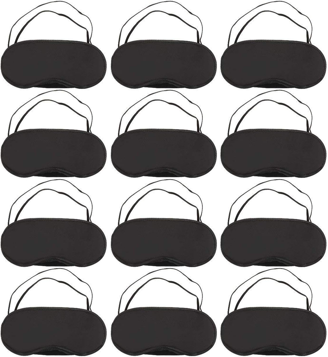12 Pcs Eye Mask Sleep Blindfold with Nose Pad and Elastic Strap for Travel Sleep, Game Sleeping, Black - Image 2