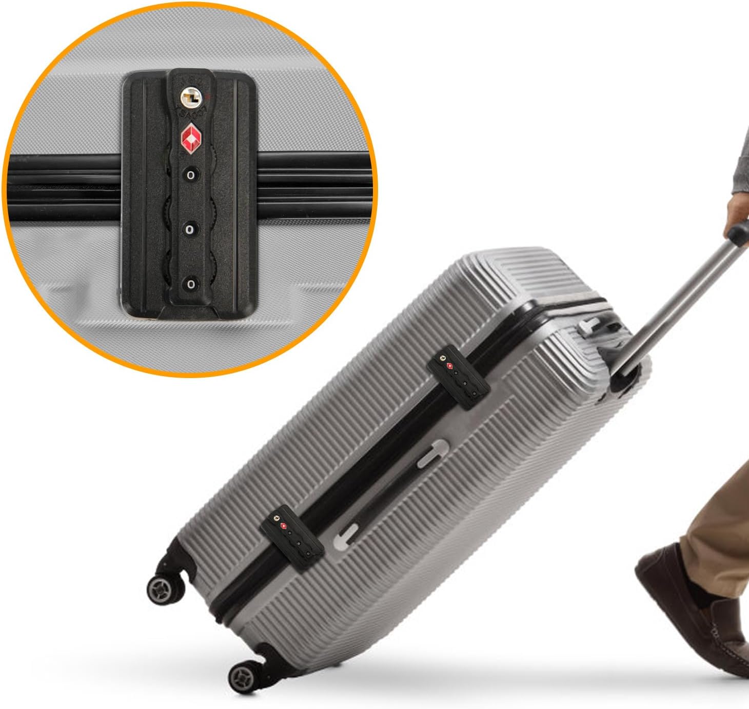 2-Pack TSA Approved Luggage Locks, 3-Digit Combination Replacement Lock for Zipperless Aluminum Suitcase, External Mount Travel Lock for Hard Shell Luggage (Black) JS-6050 - Image 7