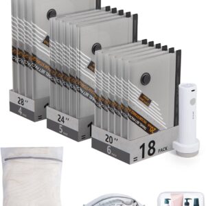 BAGSMART Rechargeable Wireless Pump Travel Storage Bags Set, Portable Space Saver Bags for Travel & Home, Vacuum Compression Seal Bag for Clothing- 18 combo bags