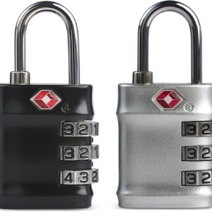 Luggage Locks TSA Approved, Small Padlock Combination for Travel Essentials, TSA Locks for Luggage, Gym Locker, Suitcase, Zipper, Gun Case, Candados para Locker, Outdoor Fence, Shed