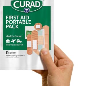 CURAD First Aid Portable Pack |15 - Count On-the-Go Essentials |12 Packs
