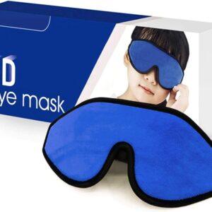 3D Sleep Mask for Kids, Light Block Sleeping Blindfold Memory Foam Contoured Eye Mask for Sleep, Adjustable Strap Eye Cover and Travel Sleep Mask for Boys Girls, Dark Blue