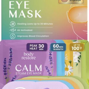 Body Restore Heated Eye Mask 5 Pack – Easter Basket Stuffers, Easter Birthday Gifts for Women & Men, Steam Warm Compress for Dry Eyes, Stye Eye Treatment, Eye Patch – Variety