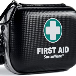 150 Pieces Mini First Aid Kit - Small Medical Kit with Hard Shell - Emergency First Aid Kit for Car, Travel, Home, Outdoor, Office, Camping, Hiking (Black)