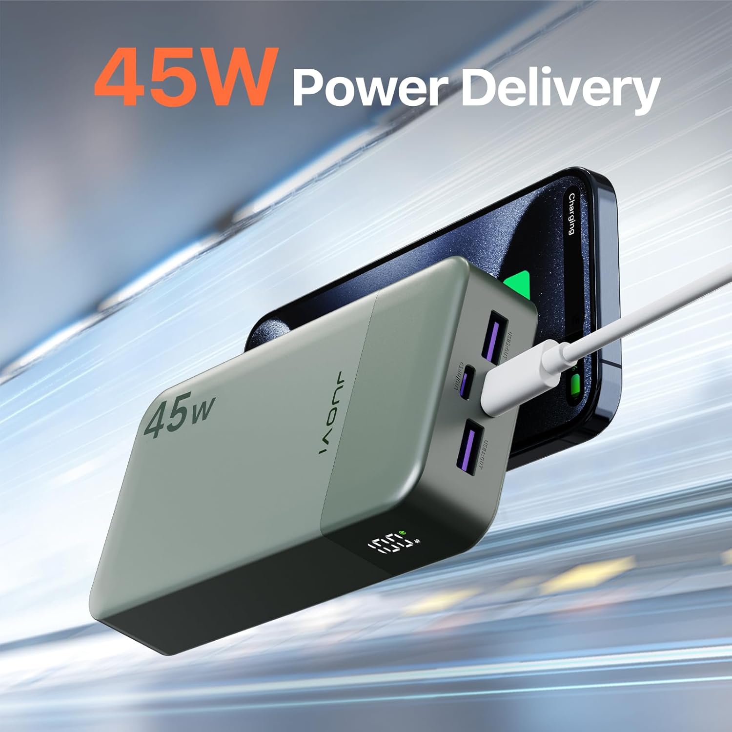 J2621 Power Bank Portable Charger 20000mAh 45W, PD3.0 QC 4.0 Fast Charging Battery Pack with LED Display,2 USB-C,2 USB-A for iPhone 15 16, MacBook - Image 2