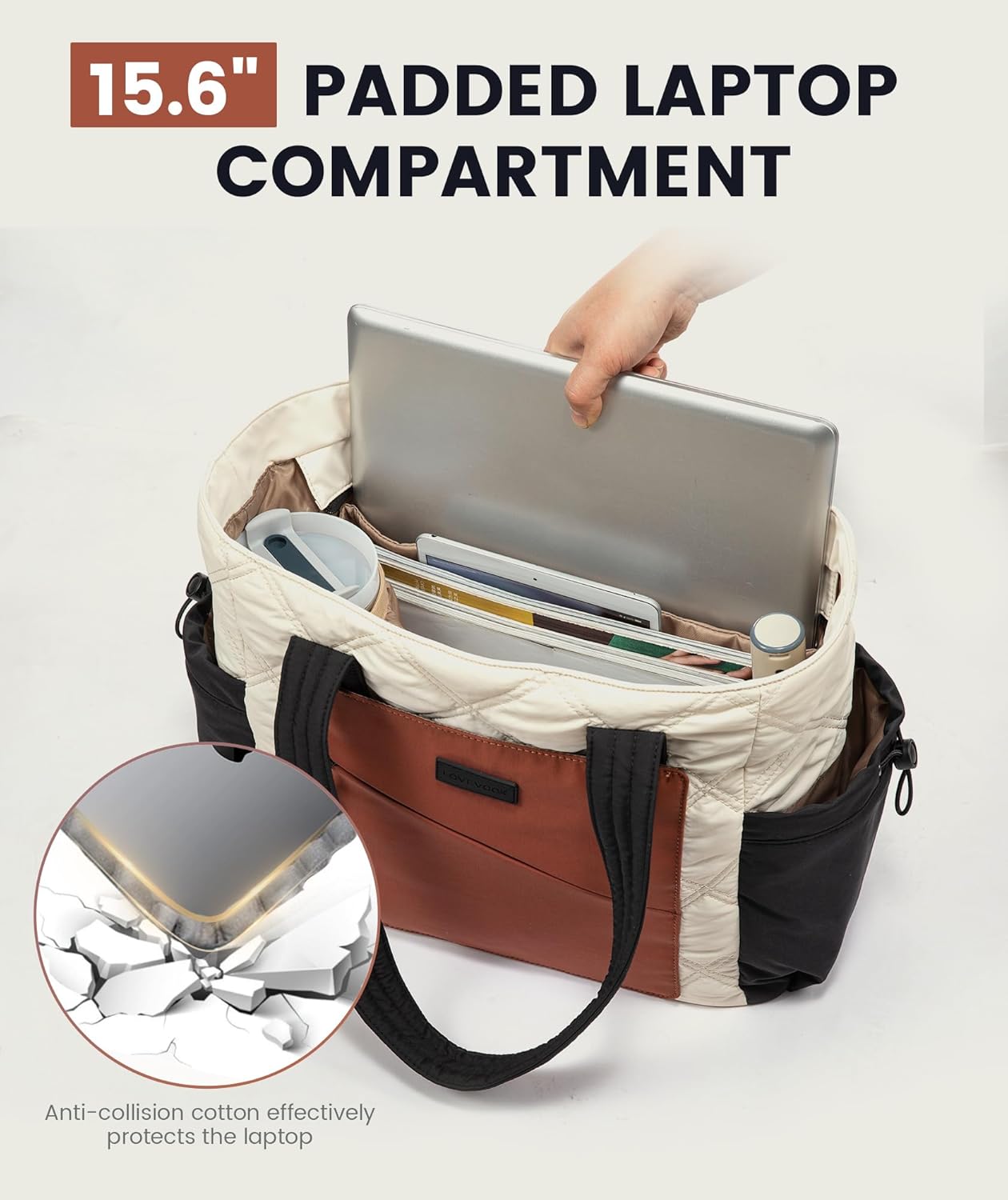 LOVEVOOK Tote Bag for Women, puffer tote bag for Work Travel Nurse, Lightweight quilted Bags with Compartments - Image 6