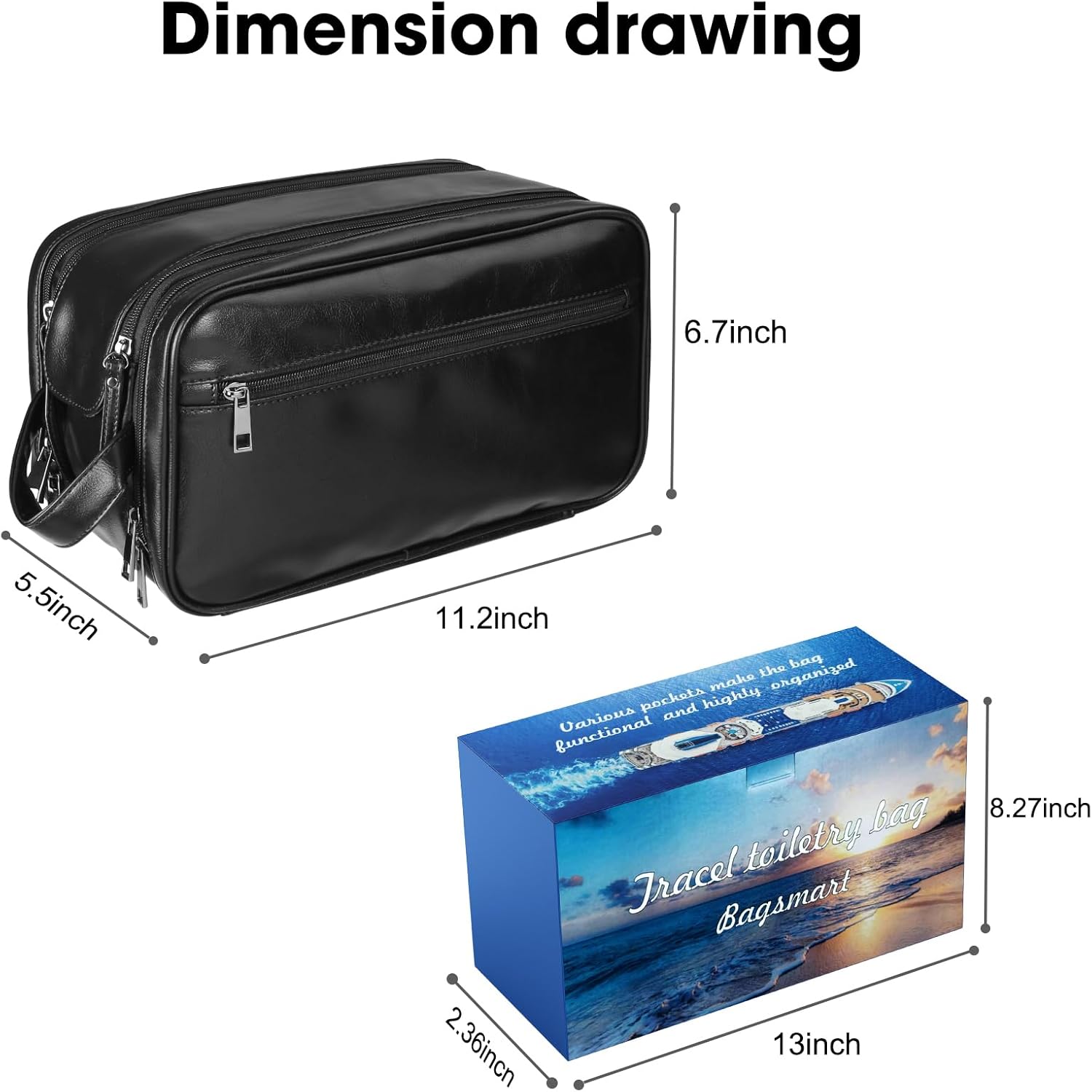 Personalized Leather Travel Toiletry Bag for Men, Large Travel Bathroom Shaving Dopp Kit, Large Cosmetic Bag Waterproof - Image 5