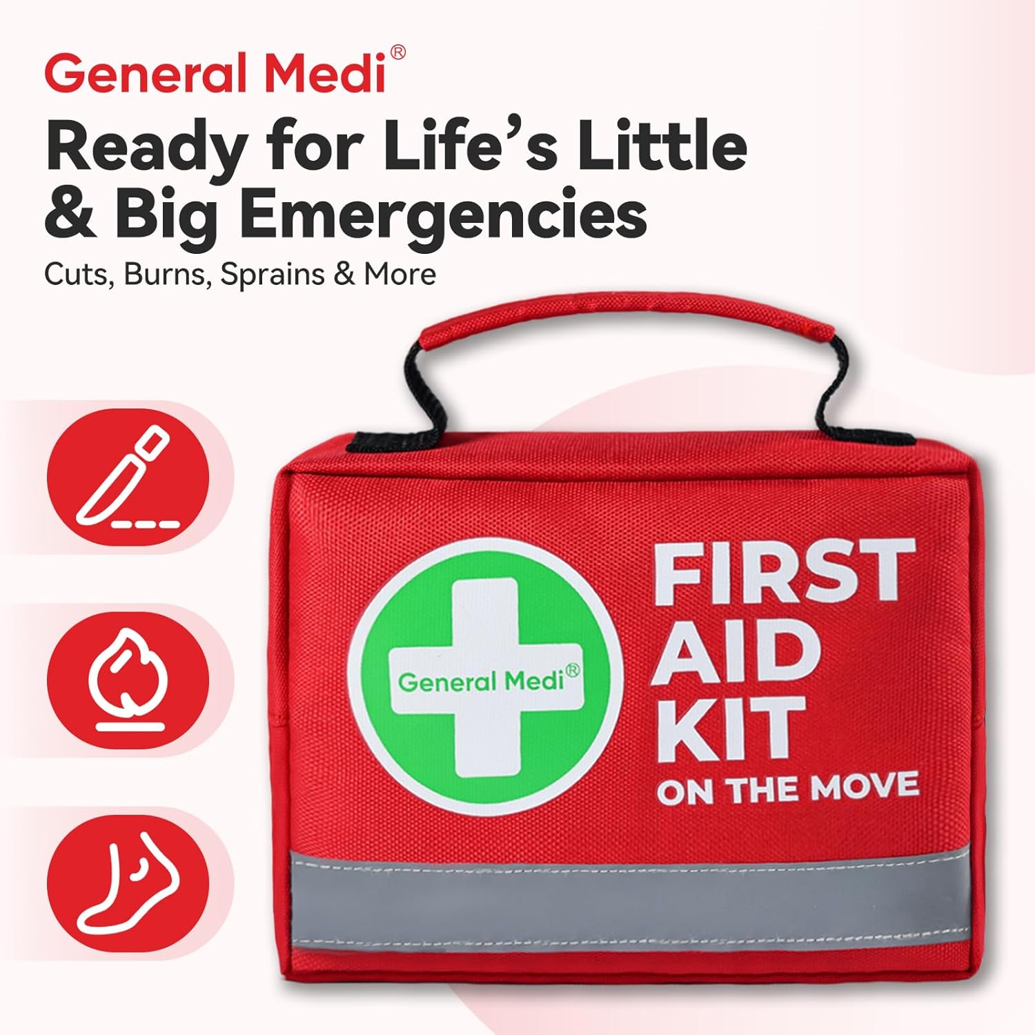 General Medi First Aid Kit - 150 Pieces Small Compact First Aid Kit Bag - Includes Instant Cold Pack, Emergency Blanket for Travel, Home, Office, Vehicle, Camping - Image 4