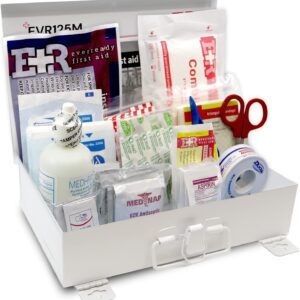 Ever Ready First Aid 107 Piece 25 Person First Aid Kit with Metal Case, OSHA Compliant