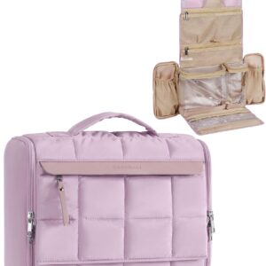 BAGSMART Travel Toiletry Bag, Extra Large Full-open Hanging Toiletry Bag for Women, Puffy Cosmetic Makeup Bag Organizer with Handle for Accessories, Essentials, Toiletries (Purple)