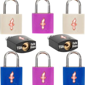 8 Pack TSA Lock for Luggage,TSA Approved for Suitcases, Gun Cases & Travel Bags - Solid Brass Security Lock with Colored Shell (8 Colors: Black/Blue/White/Juice)