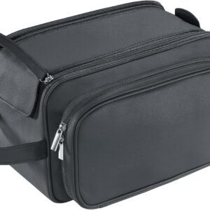 Buruis Extra Large Toiletry Bag for Men, Travel Toiletry Organizer Dopp Kit Water-resistant Shaving Bags, PU Leather Cosmetic Bathroom Shower Bag for Toiletries, Grooming, Accessories (Black)