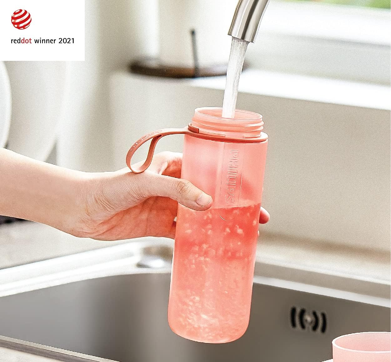 PHILIPS Water GoZero Active BPA-Free Water Bottle with Fitness Tap Water Filter, Sport Squeeze Water Bottle, Lightweight, Blue, 20 oz with Fitness Filter, RED - Image 5