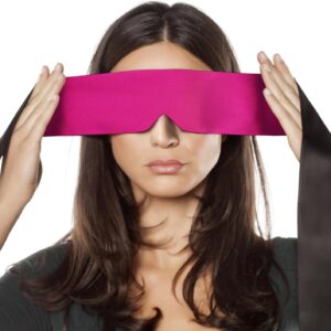 FRESHME Satin Sleeping Mask - Eye Mask for Sleeping Comfortable Adjustable Eye Blindfold Cover for Women Men Night Travel Nap Yoga Meditation Valentine's Day Gift Black and Deep Purple 160cm/63in
