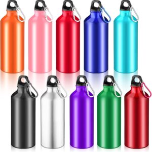 10 Pack Aluminum Water Bottles Lightweight Reusable Bottles Aluminum Travel Cups with Carabiner Leak Proof Team Water Cups in bulk for Gym Sports Bicycle Camping