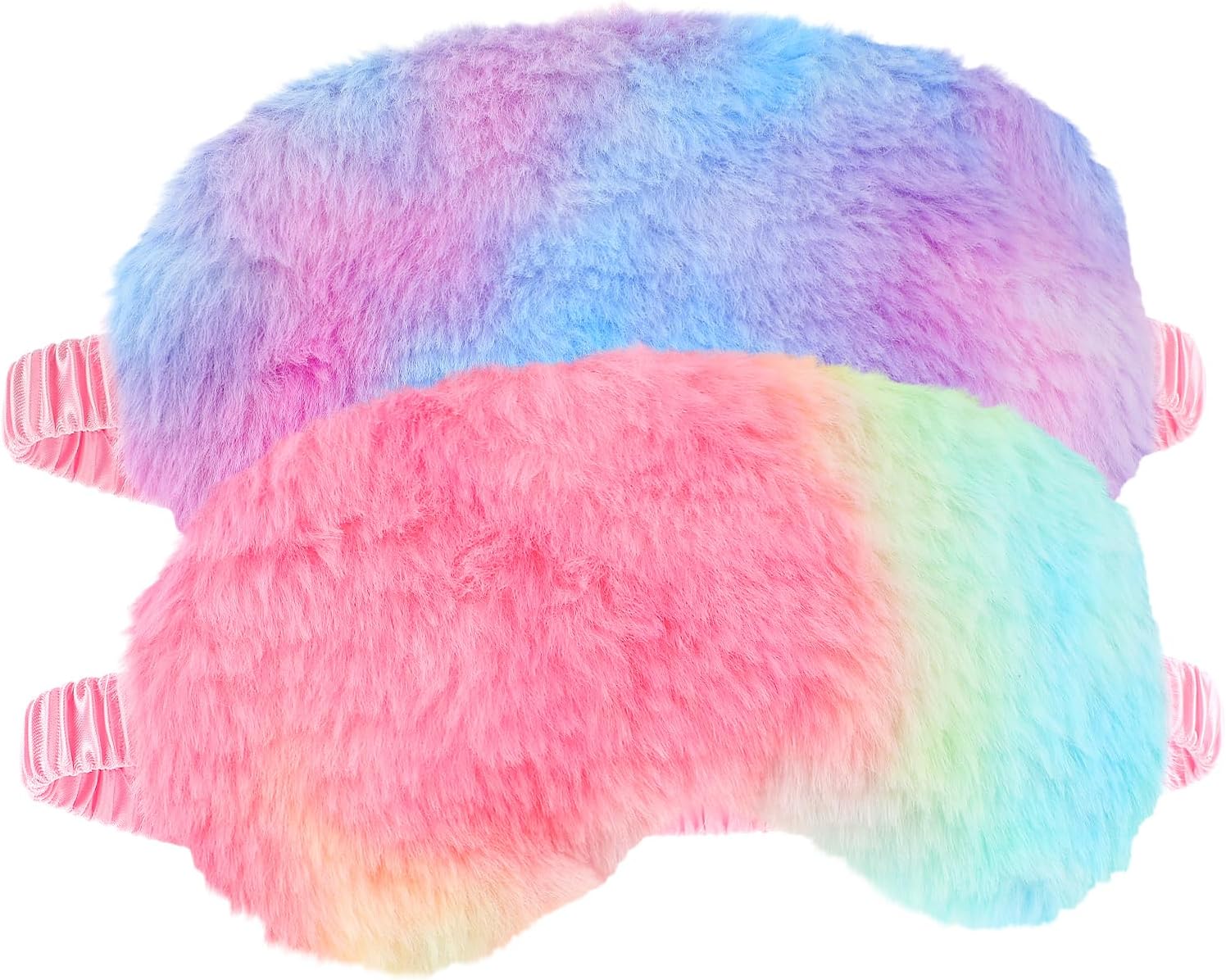 2 Pack Plush Sleeping Eye Mask Soft Plush Eye Mask Fuffy Eye Cover Comfortable Sleep Mask Blindfold Rainbow Faux Fur Eye Shade for Women, Men and Kids Travel Nap Sleeping - Image 7